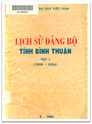 Lịch Sử Đảng Bộ Tỉnh Bình Thuận Tập 1 (NXB Bình Thuận 1994) - Trần Mạnh Tường, 229 Trang