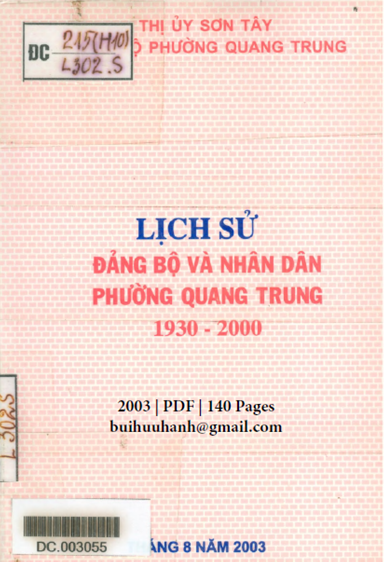 Lịch Sử Đảng Bộ Và Nhân Dân Phường Quang Trung 1930-2000 (NXB Hà Tây 2003) - Nguyễn Trí Thức