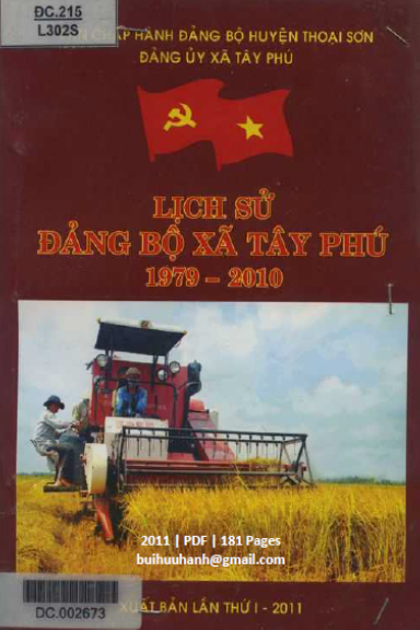 Lịch Sử Đảng Bộ Xã Tây Phú 1979-2010 (NXB An Giang 2011) - Nguyễn Quốc Khánh, 181 Trang