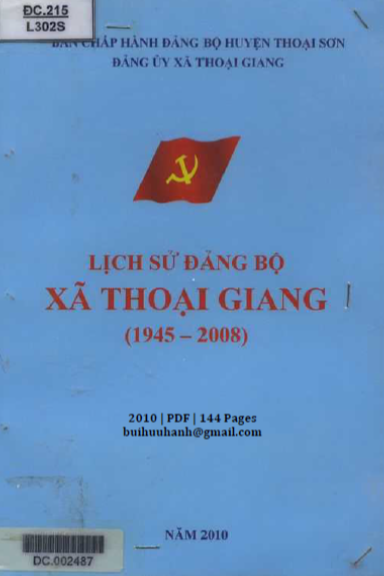 Lịch Sử Đảng Bộ Xã Thoại Giang 1945-2008 (NXB An Giang 2010) - Nguyễn Thị Nga, 144 Trang