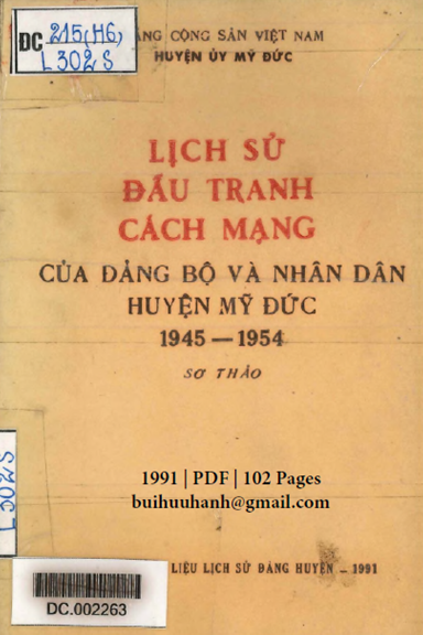 Lịch Sử Đấu Tranh Cách Mạng Của Đảng Bộ Và Nhân Dân Huyện Mỹ Đức 1945-1954 - Phạm Văn Tiền 102 Trang