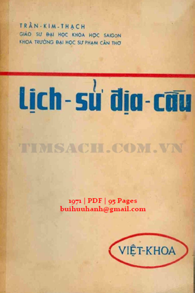 Lịch Sử Địa Cầu (NXB Việt Khoa 1971) - Trần Kim Thạch, 95 Trang