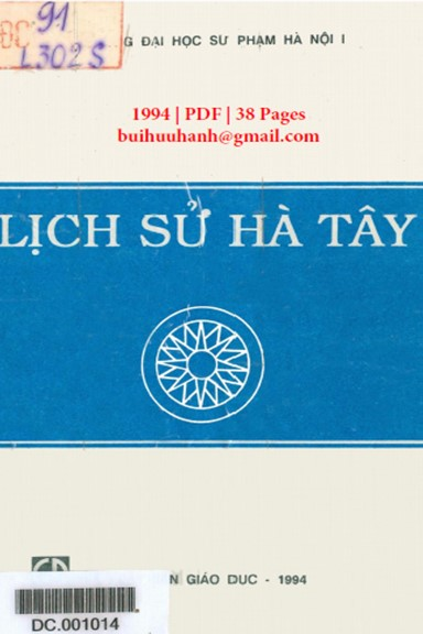 Lịch Sử Hà Tây (NXB Giáo Dục 1994) - Đào Văn Vui, 38 Trang