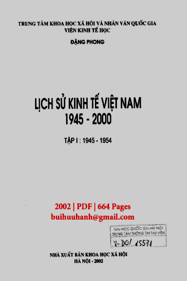 Lịch Sử Kinh Tế Việt Nam 1945-2000 Tập 1 (NXB Khoa Học Xã Hội 2002) - Đặng Phong, 664 Trang