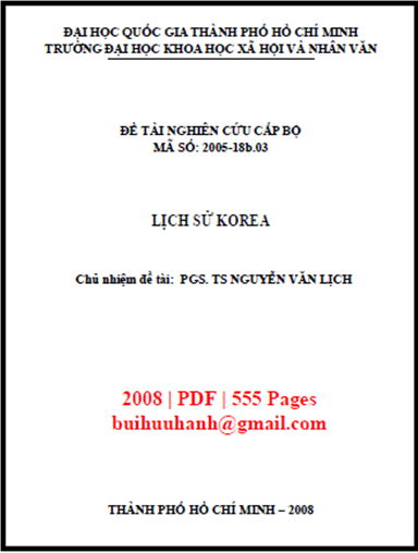 Lịch Sử Korea (NXB Đại Học Quốc Gia 2008) - Nguyễn Văn Lịch, 555 Trang