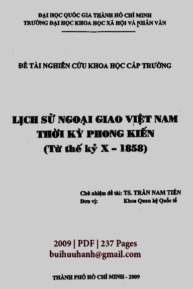 Lịch Sử Ngoại Giao Việt Nam Thời Kỳ Phong Kiến (NXB Đại Học Quốc Gia 2009) - Trần Nam Tiến 237 Trang