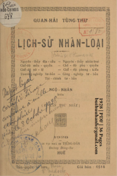 Lịch Sử Nhân Loại (NXB Tiếng Dân 1928) - Ngộ Nhân, 36 Trang