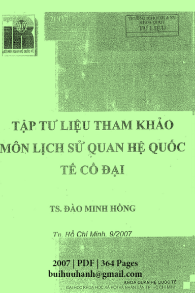 Lịch Sử Quan Hệ Quốc Tế Cổ Đại (NXB Đại Học Quốc Gia 2007) - Đào Minh Hồng, 364 Trang
