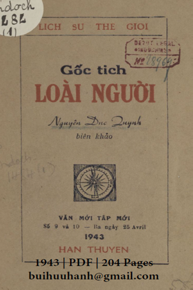 Lịch Sử Thế Giới Quyển 1-Gốc Tích Loài Người (NXB Hàn Thuyên 1943) - Nguyễn Đức Quỳnh, 204 Trang