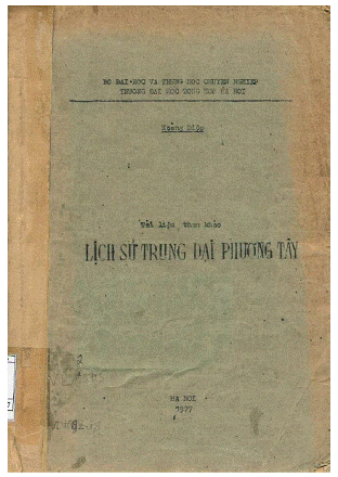 Lịch Sử Trung Đại Phương Tây (NXB Hà Nội 1977) - Hoàng Diệp, 202 Trang