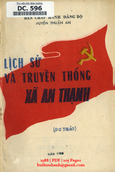 Lịch Sử Và Truyền Thống Xã An Thạnh 1930-1975 (NXB Thuận An 1988) - Nguyễn Văn Nam, 105 Trang