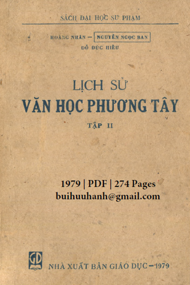 Lịch Sử Văn Học Phương Tây Tập 2 (NXB Giáo Dục 1979) - Nguyễn Ngọc Ban, 274 Trang