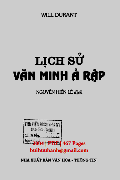 Lịch Sử Văn Minh Ả Rập (NXB Văn Hóa Thông Tin 2004) - Will Durant, 467 Trang