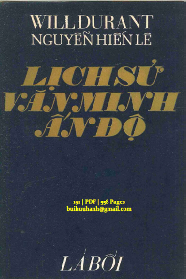 Lịch Sử Văn Minh Ấn Độ (NXB Lá Bối 1971) - Will Durant, 558 Trang