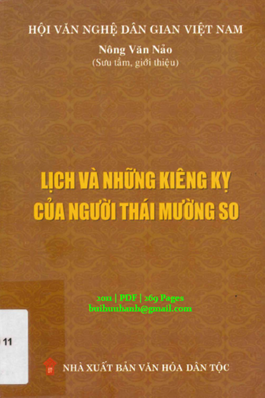 Lịch Và Những Kiêng Kỵ Của Người Thái Mường So (NXB Văn Hóa Dân Tộc 2011) - Nông Văn Nảo, 269 Trang