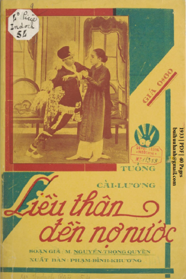 Liều Thân Đền Nợ Nước (NXB Đức Lưu Phương 1933) - Nguyễn Trọng Quyền, 40 Trang