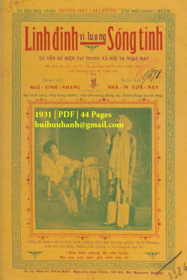 Linh Đinh Vì Lượng Sóng Tình (NXB Xưa Nay 1931) - Ngô Vĩnh Khang, 44 Trang