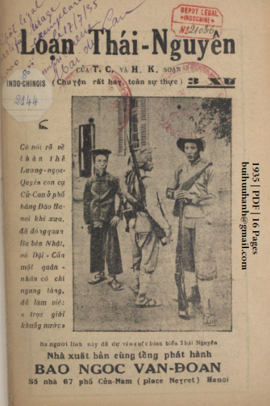 Loạn Thái Nguyên Số 1-4 (NXB Bảo Ngọc 1935) - Hải Khách, 64 Trang