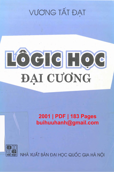 Logic Học Đại Cương (NXB Đại Học Quốc Gia 2001) - Vương Tất Đạt, 183 Trang