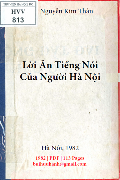 Lời Ăn Tiếng Nói Của Người Hà Nội (NXB Hà Nội 1982) - Nguyễn Kim Thản, 113 Trang