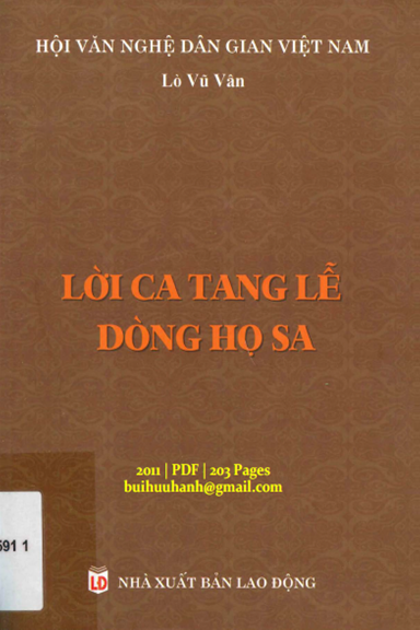 Lời Ca Tang Lễ Dòng Họ Sa (NXB Lao Động 2011) - Lò Vũ Vân, 203 Trang