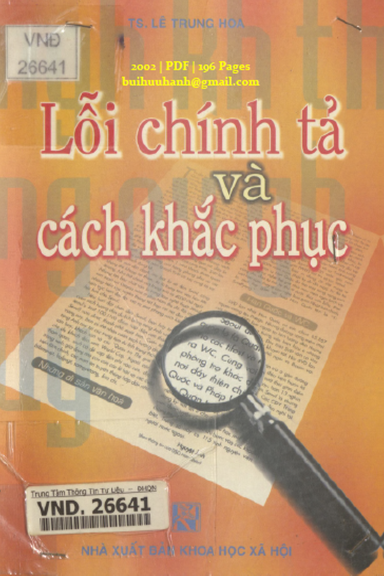 Lỗi Chính Tả Và Cách Khắc Phục (NXB Khoa Học Xã Hội 2002) - Lê Trung Hoa, 196 Trang