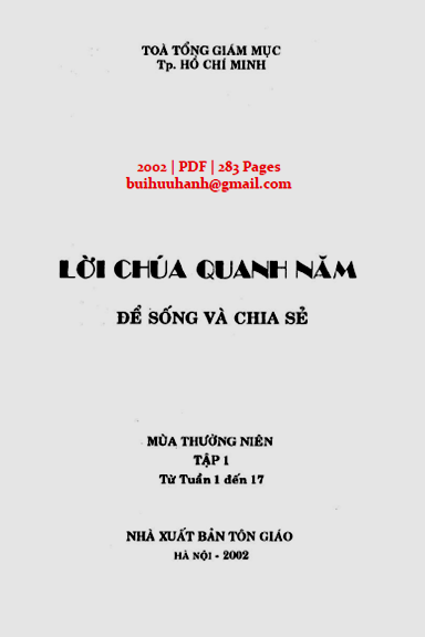 Lời Chúa Quanh Năm Để Sống Và Chia Sẽ Tập 1 (NXB Tôn Giáo 2002) - Vũ Duy Thống, 283 Trang