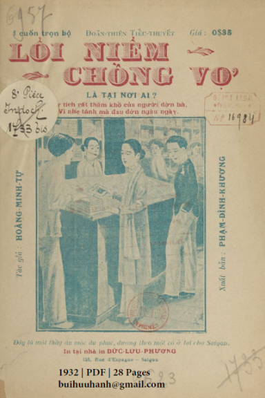 Lỗi Niềm Chồng Vợ Là Tại Nơi Ai (NXB Đức Lưu Phương 1932) - Hoàng Minh Tự, 28 Trang