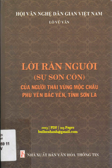 Lời Răn Người Của Người Thái Vùng Mộc Châu (NXB Văn Hóa Thông Tin 2013) - Lò Vũ Vân, 213 Trang