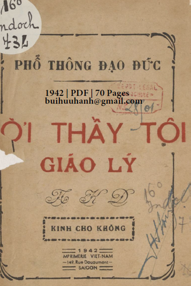 Lời Thầy Tôi Giáo Lý (NXB Việt Nam 1942) - Khoan Dung, 70 Trang