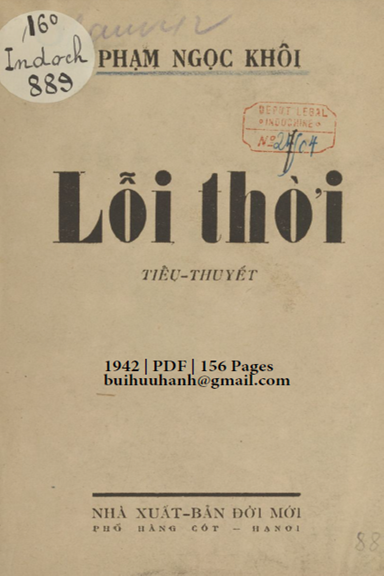 Lỗi Thời (NXB Đời Mới 1942) - Phạm Ngọc Khôi, 156 Trang