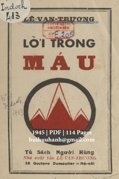 Lời Trong Máu (NXB Á Châu 1945) - Lê Văn Trương, 114 Trang