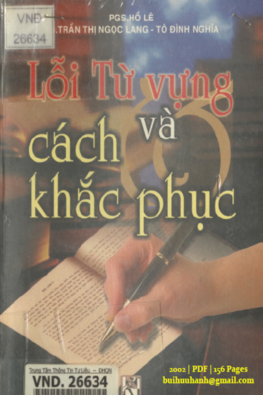 Lỗi Từ Vựng Và Cách Khắc Phục (NXB Khoa Học Xã Hội 2002) - Hồ Lê, 156 Trang
