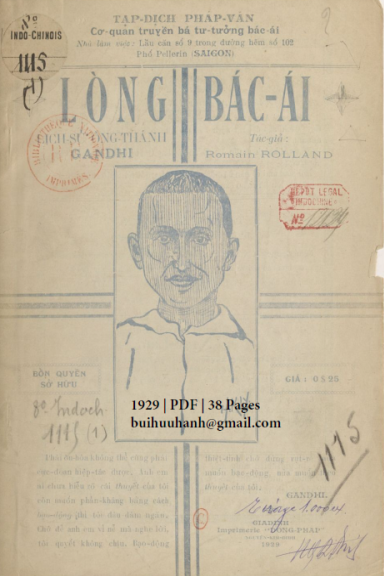 Lòng Bác Ái Số 1 (NXB Đông Pháp 1929) - Romain Rolland, 38 Trang