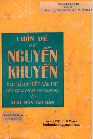 Luận Đề Về Nguyễn Khuyến (NXB Tao Đàn 1960) - Vũ Khắc Khoan, 108 Trang