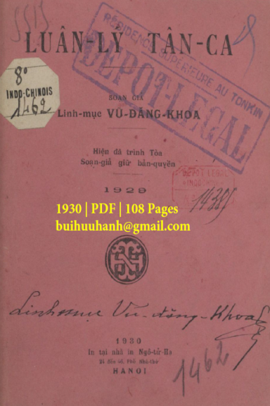 Luân Lý Tân Ca (NXB Ngô Tử Hạ 1930) - Vũ Đăng Khoa, 108 Trang