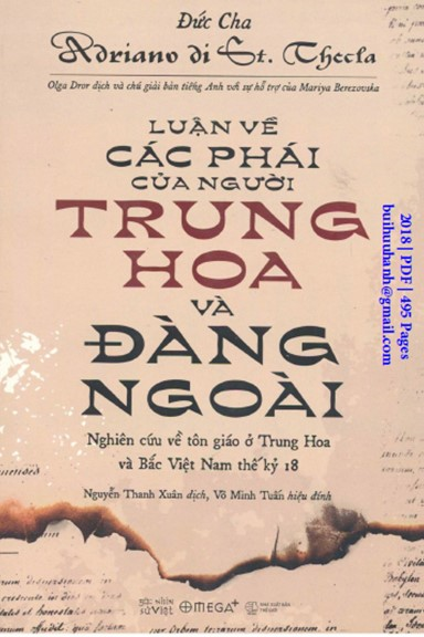 Luận Về Các Phái Của Người Trung Hoa Và Đàng Ngoài (NXB Thế Giới 2018) - Adriano di St. Thecla