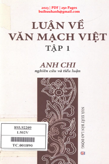 Luận Về Văn Mạch Việt Tập 1 (NXB Lao Động 2023) - Anh Chi, 250 Trang