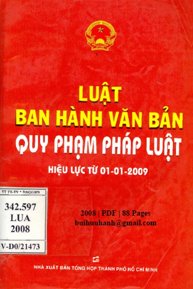 Luật Ban Hành Văn Bản Quy Phạm Pháp Luật (NXB Tổng Hợp 2008) - Nguyễn Phú Trọng, 88 Trang