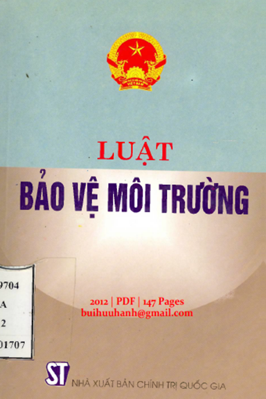 Luật Bảo Vệ Môi Trường (NXB Chính Trị 2012) - Trần Đức Lương, 147 Trang