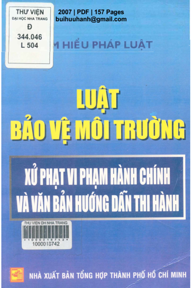 Luật Bảo Vệ Môi Trường, Xử Phạt Vi Phạm Hành Chính Và Văn Bản Hướng Dẫn Thi Hành - Phan Đình Khánh