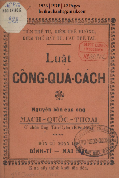 Luật Công Quá Cách (NXB Thanh Tân 1936) - Mạch Quốc Thoại, 42 Trang
