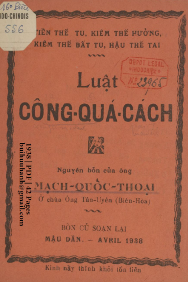 Luật Công Quá Cách (NXB Thanh Tân 1938) - Mạch Quốc Thoại, 42 Trang