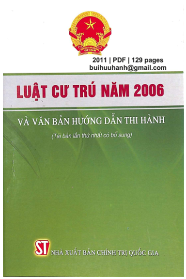 Luật Cư Trú Năm 2006 Và Văn Bản Hướng Dẫn Thi Hành (NXB Chính Trị 2011) - Nhiều Tác Giả, 129 Trang