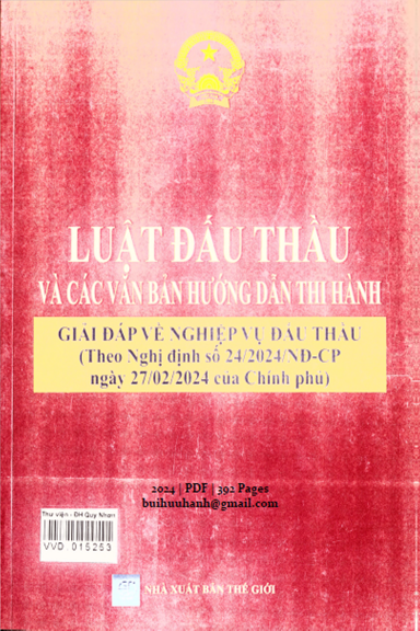 Luật Đấu Thầu Và Các Văn Bản Hướng Dẫn Thi Hành (NXB Thế Giới 2024) - Vũ Phương, 392 Trang