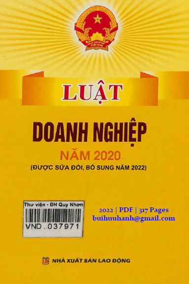 Luật Doanh Nghiệp Năm 2020 (NXB Lao Động 2022) - Nguyễn Phú Trọng, 317 Trang