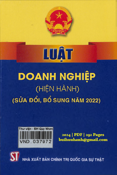Luật Doanh Nghiệp Sửa Đổi, Bổ Sung Năm 2022 (NXB Chính Trị 2024) - Nguyễn Hoài Anh, 292 Trang