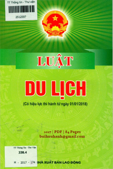 Luật Du Lịch (NXB Lao Động 2017) - Trần Đại Quang, 84 Trang