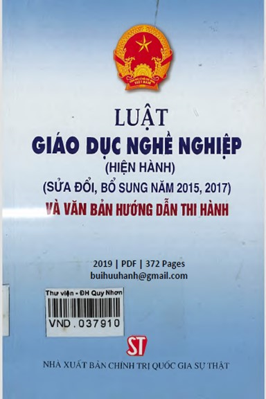 Luật Giáo Dục Nghề Nghiệp (NXB Chính Trị 2019) - Vũ Trọng Lâm, 372 Trang
