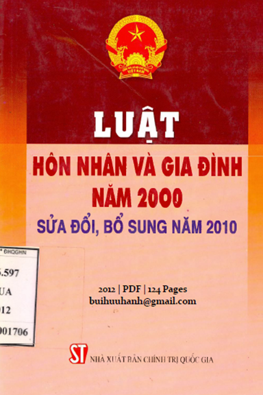 Luật Hôn Nhân Và Gia Đình Năm 2000 (NXB Chính Trị 2012) - Trần Đức Lương, 124 Trang